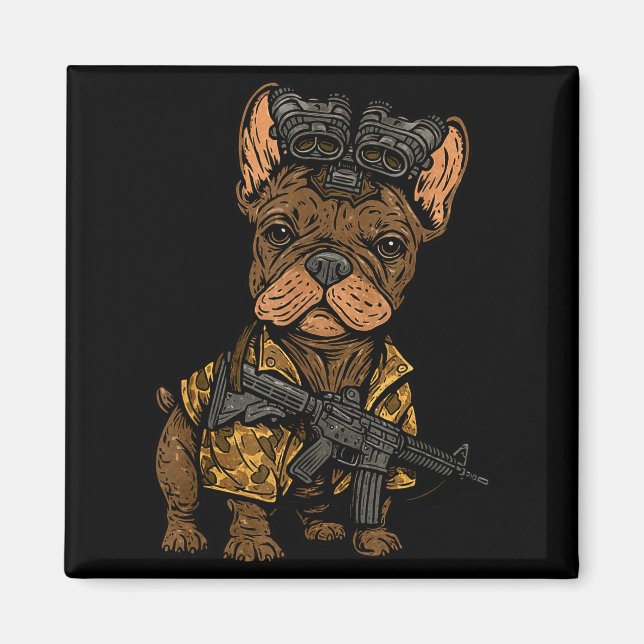 Imã Tactical Frenchie Cachorro Engraçado Bulldog Com N (Frente)