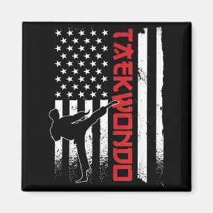 Imã Taekwondo Bandeira Americana Lutador de Taekwondo
