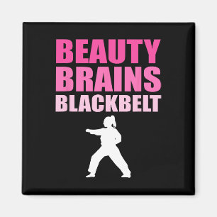 Imã Taekwondo Karate Women Beauty Brains Black Belt