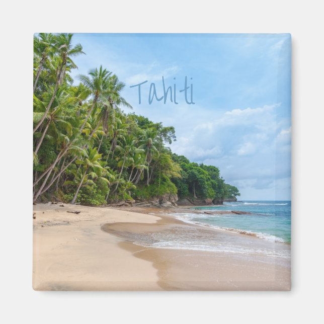 Imã Tahiti Sand Beach Blue Sky Palm Trees (Frente)