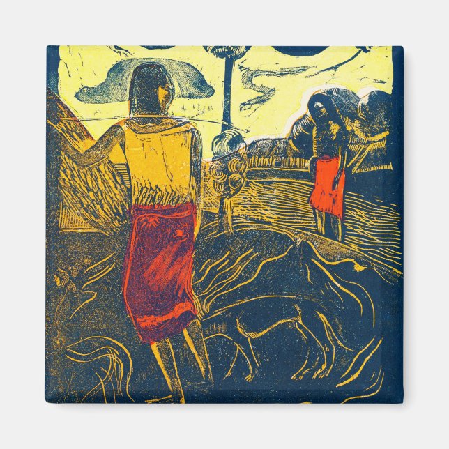 Imã Tahitian Women and Dog, Gauguin (Frente)