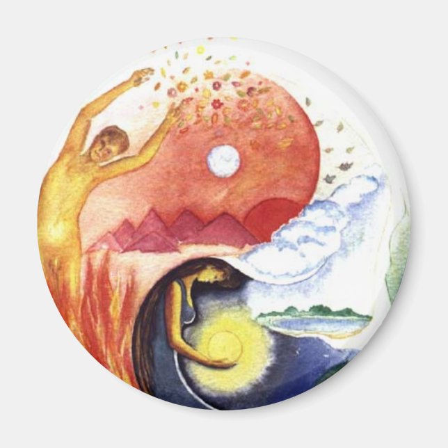 Imã Taijitu ilustra a polaridade (Frente)