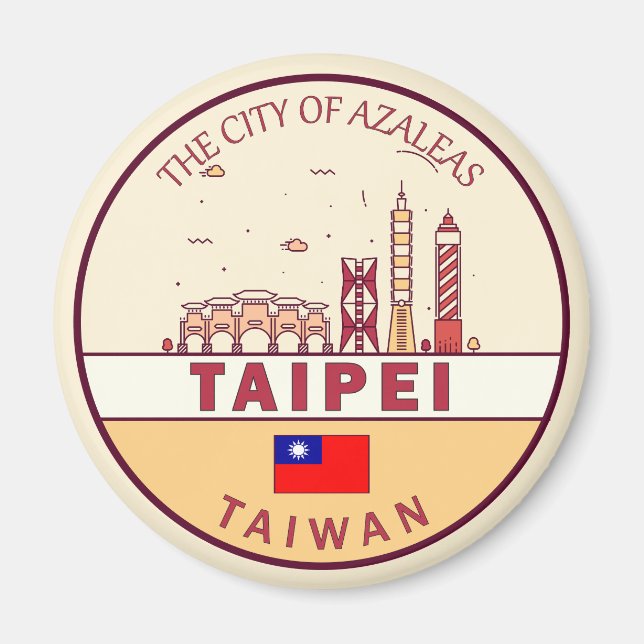 Imã Taipei Taiwan City Skyline Emblem (Frente)