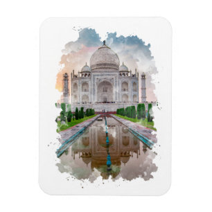 Ímã Taj Mahal India Watercolor Art