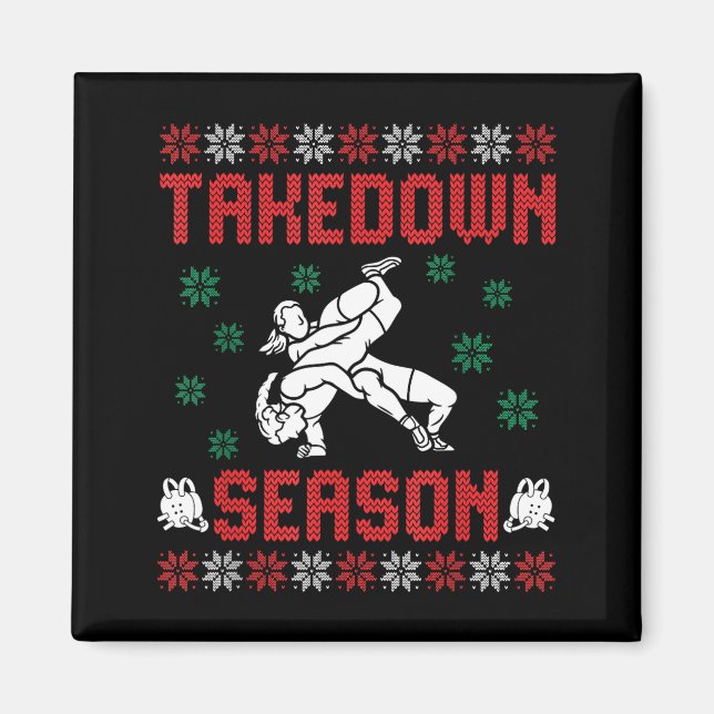 Imã Takedown Season Girls Wrestling Ugly Sweater Chris (Frente)