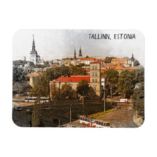 Ímã Tallinn Estônia City Panorama View