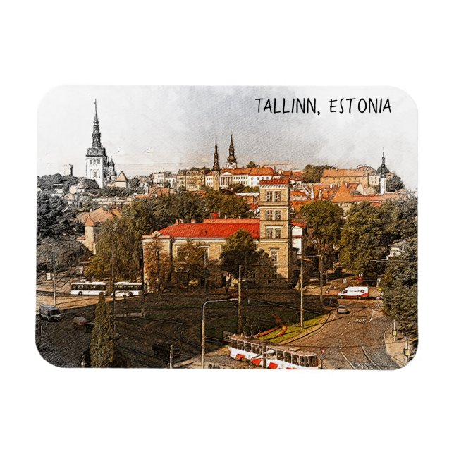 Ímã Tallinn Estônia City Panorama View (Horizontal)