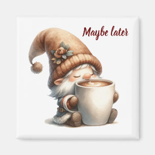 Imã Talvez mais tarde o Gnome Bebendo Café Magnet