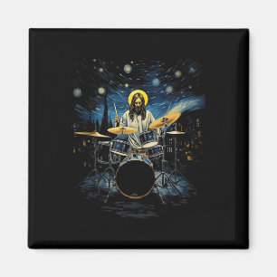 Imã Tambor Kit Percussionista Drummer Van Gogh Jesus T