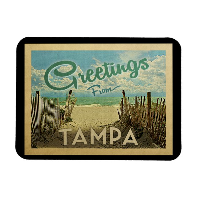Ímã Tampa Beach Viagens vintage (Horizontal)