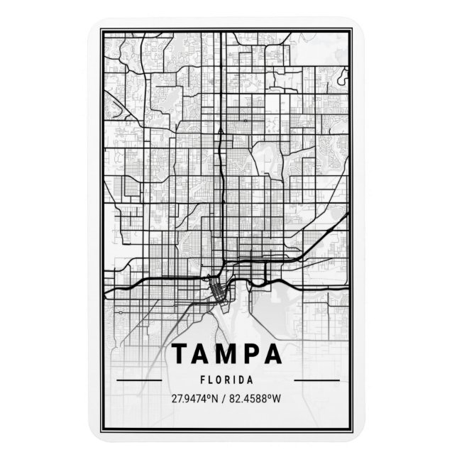 Ímã Tampa Florida EUA Viagem Map Poster (Vertical)