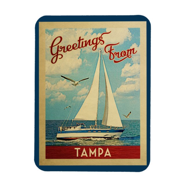 Ímã Tampa Sailboat Viagens vintage Florida (Vertical)
