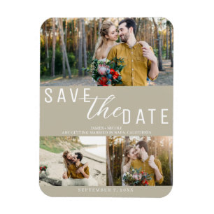 Ímã Tan Bege Salve o Dia Casamento 3 Fotos