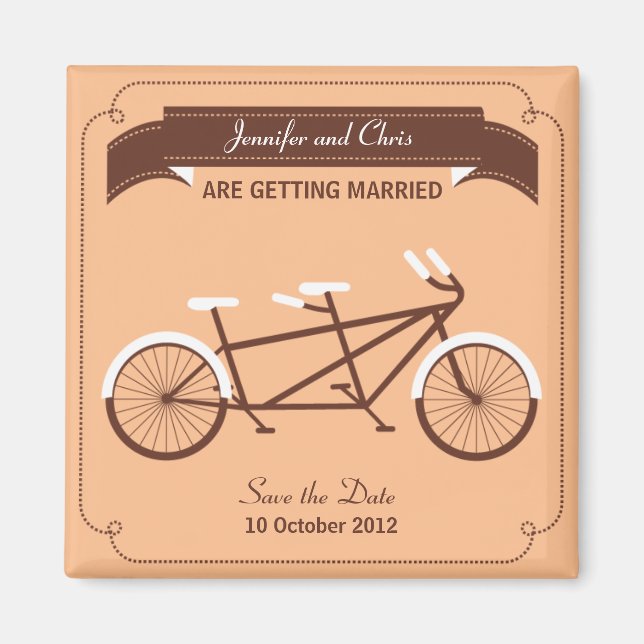 Imã Tandem Bicicleta Moderna Beige Salve a Data (Frente)