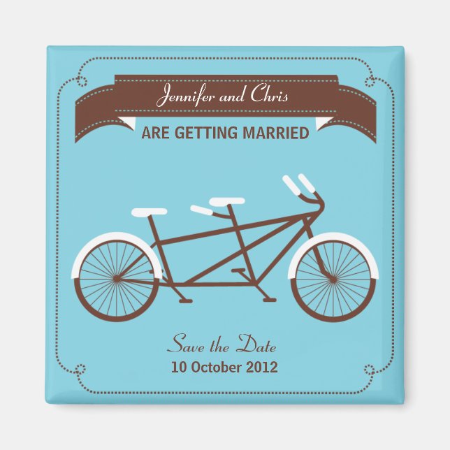 Imã Tandem Bicicleta Moderna Casamento Azul Salve a Da (Frente)