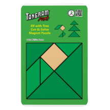 Tangram Christmas Elf Magnet - Sentado na árvore