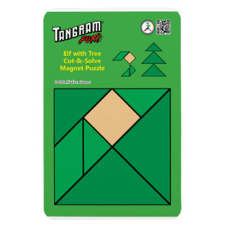 Ímã Tangram Christmas Elf Magnet - Sentado na árvore