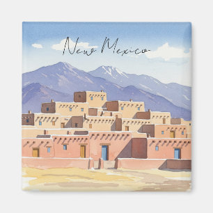 Imã Taos Pueblo New Mexico Watercolor