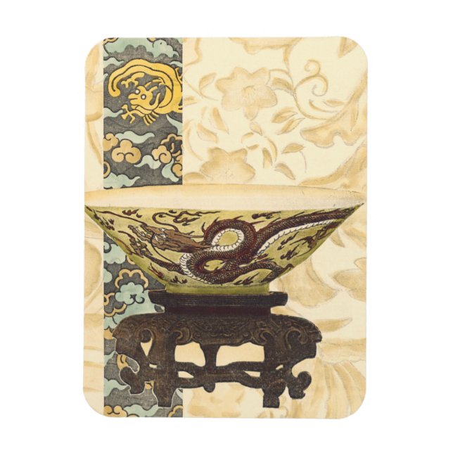 Ímã Tapeçaria Asiática com Design de Bowl e Dragão (Vertical)