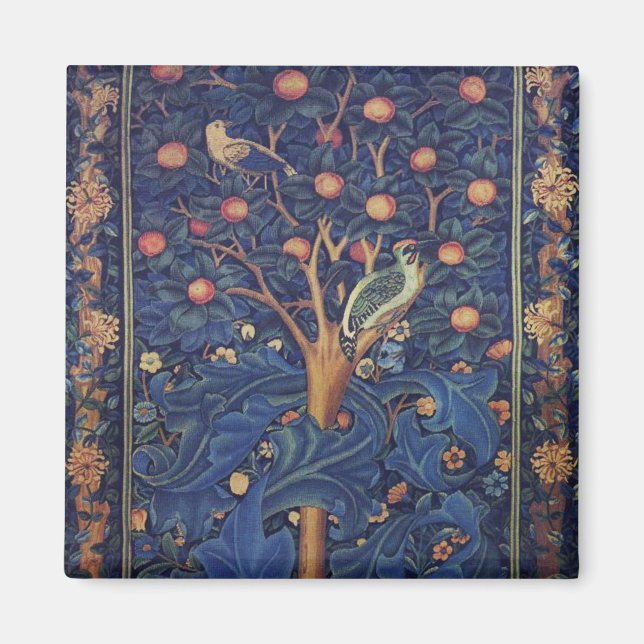 Imã Tapeçaria de Pássaros e Flores de William Morris (Frente)