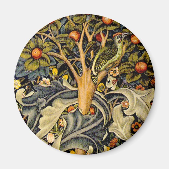 Imã Tapeçaria de Pássaros e Flores de William Morris (Frente)