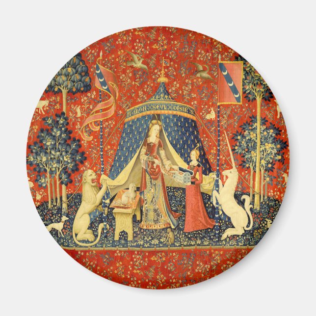 Imã Tapeçaria Medieval Lady e O Unicórnio: Arte France (Frente)