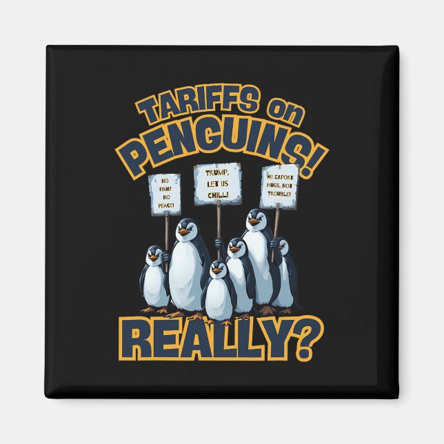 Imã Tarifas para os Pinguins Protesto - Engraçado Ping (Frente)