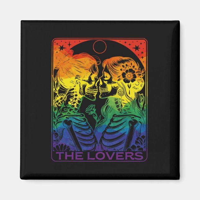 Imã Tarot Card Os Amantes Arco-Íris Beijando A Pele Lé (Frente)