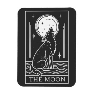 Ímã Tarot Card The Moon Wolf Howling