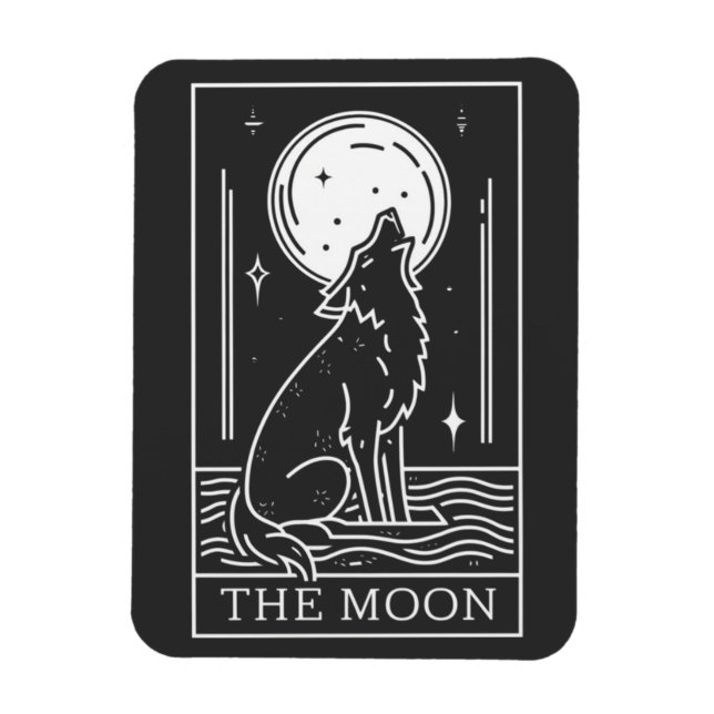 Ímã Tarot Card The Moon Wolf Howling (Vertical)