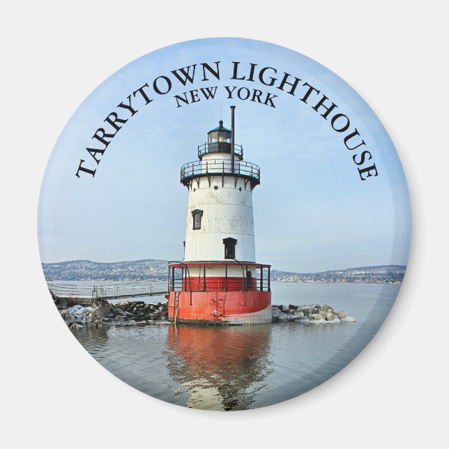 Imã Tarrytown Lighthouse, Nova Iorque Round Magnet (Frente)