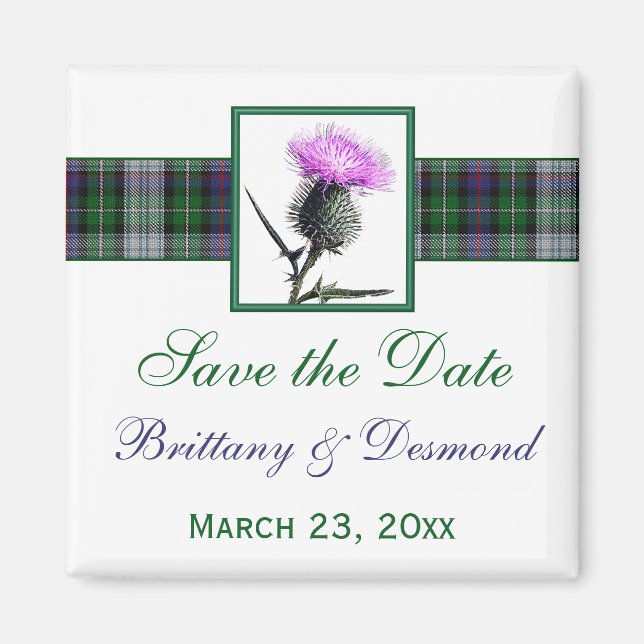 Imã Tartan e Thistle Wedding Salvem o Magnet Data (Frente)