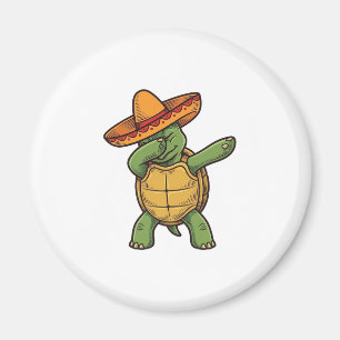Imã Tartaruga Dabbing Sombrero Design Vetorial Vintage