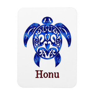 Ímã Tartaruga de mar havaiana azul Sparkling no branco