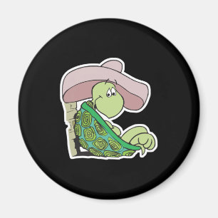 Imã tartaruga doce vestindo sombrero