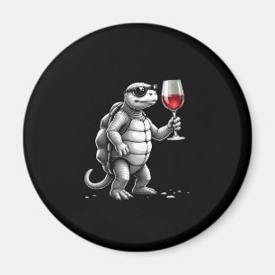 Imã tartaruga fixe bebendo vinho tinto impressão artís