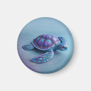 Imã Tartaruga Marinha Colorida Azul Roxo Turquesa