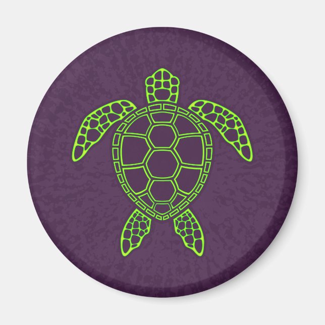 Imã Tartaruga Marinha com Design de Lava Neon Verde (Frente)