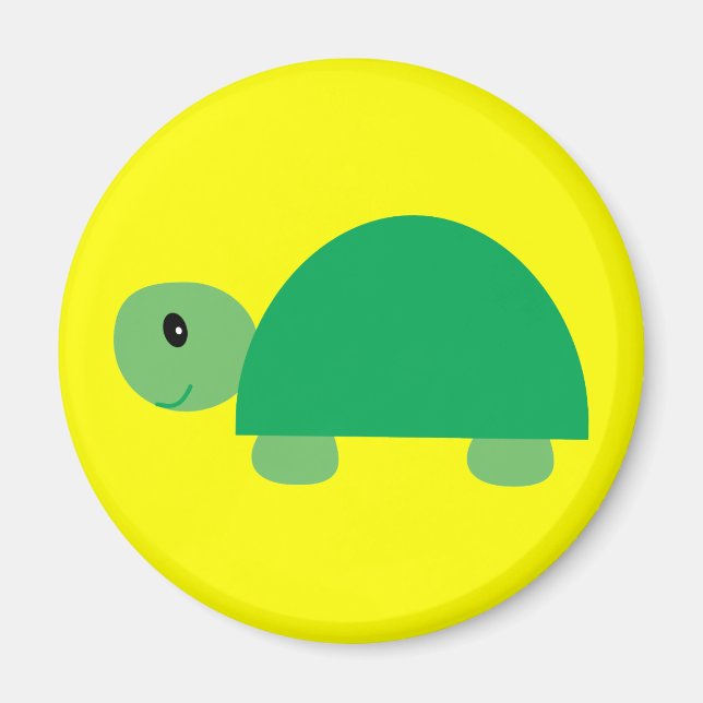 Imã Tartaruga verde-sorridente com íman amarelo redond (Frente)