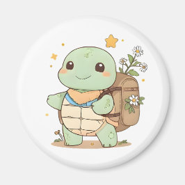 Imã Tartaruga Viajante de Aventura Fofa Design Kawaii