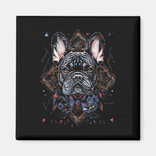 Imã Tattoo Art French Buldog Combinado Geométrico