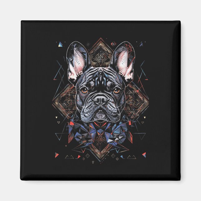 Imã Tattoo Art French Buldog Combinado Geométrico (Frente)