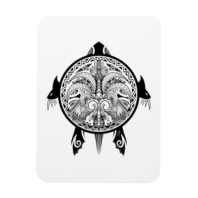 Ímã Tattoo Tribal Turtle (Vertical)