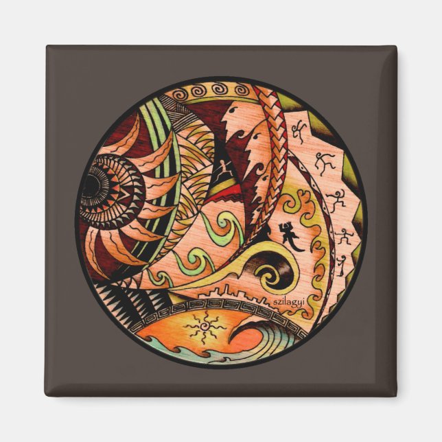 Imã Tatuagem de madeira da Oceânia (Frente)