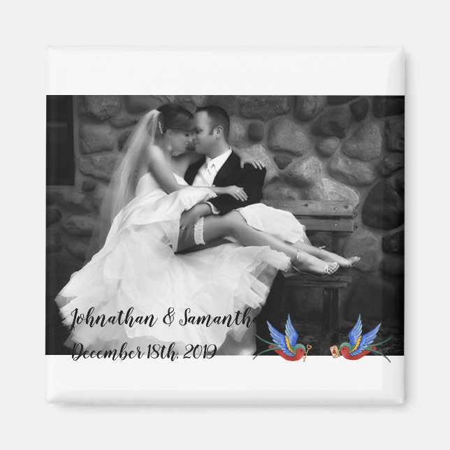 Imã Tatuagem tradicional de aves fotográficas personal (Frente)