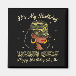 Imã Taurus Queen Lock Black Woman Camo Boné Zodiac Sin