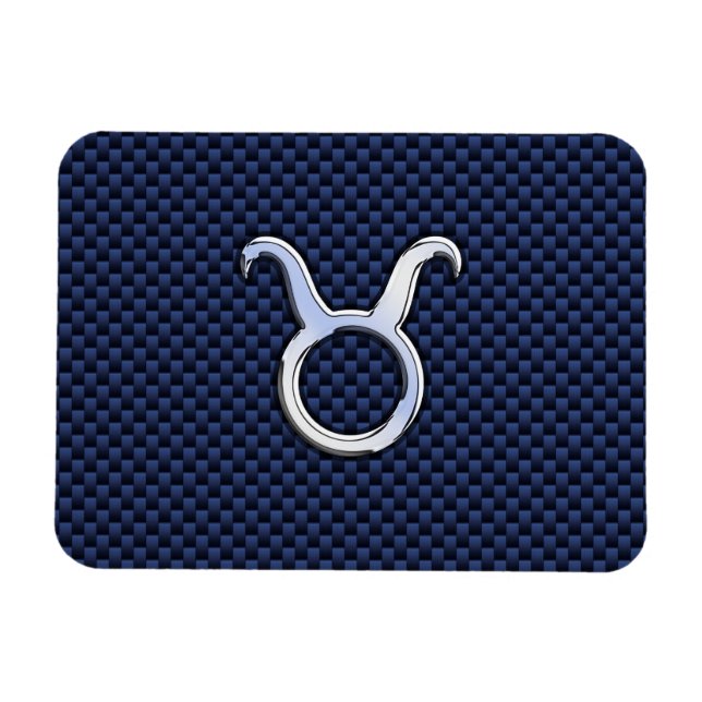 Ímã Taurus Zodiac Decor Marinho Azul Fibra de Carbono  (Horizontal)