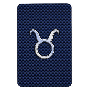 Ímã Taurus Zodiac Decor Marinho Azul Fibra de Carbono
