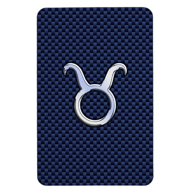 Ímã Taurus Zodiac Decor Marinho Azul Fibra de Carbono  (Vertical)