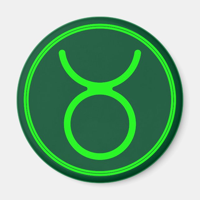 Imã Taurus Zodiac Symbol Green Contrast (Frente)